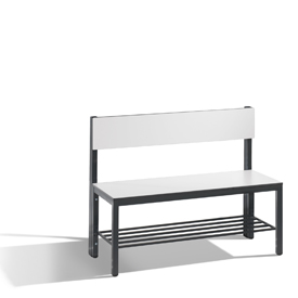 freistehende HPL Sitzbank mit Lehne